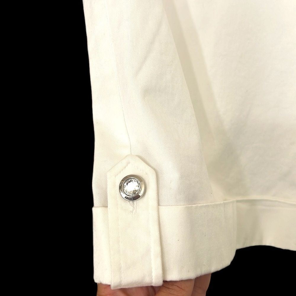 JM Collection White Capri Pants Size 18 NWT Rhinestone Details Pockets - Picture 3 of 11